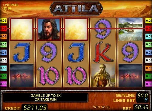 Выигрышная комбинация в онлайн игровом автомате Attila