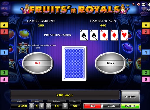 Риск игра на аппарате Fruits'n Royals Deluxe