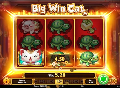 Призовая комбинация символов в игровом автомате Big Win Cat