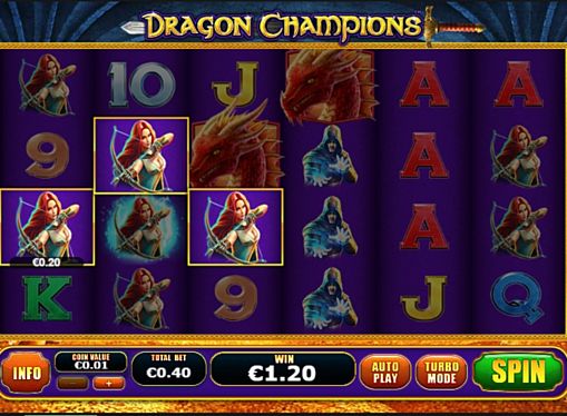 Призовая комбинация на линии в игровом автомате Dragon Champions