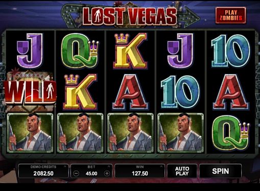 Призовая комбинация на линии в игровом автомате Lost Vegas