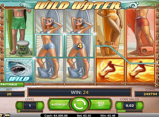 Призовая комбинация на линии в игровом автомате Wild Water