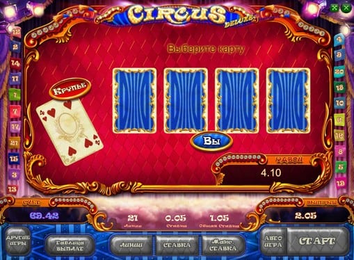 Риск игра на удвоение в аппарате Circus HD