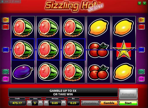 Выигрышная комбинация в слоте Sizzling Hot Deluxe